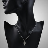 925 Sterling Silver Celtic Filigree Cross Pendant Necklace, 18 inches