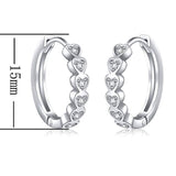 925 Sterling Silver Pave Cz Heart Small Hoop Earrings for Women Teen Girls Birthday Gift
