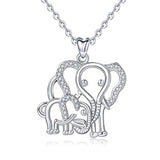 silver CZ Lucky Elephant Animals Necklace Pendant
