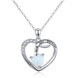 Silver Opal Heart Jewelry Heart Pendant Necklace