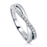 Rhodium Plated Sterling Silver Cubic Zirconia CZ Infinity Anniversary Fashion Right Hand Ring