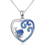 Silver Whale Animal Jewelry Heart Pendant Necklace