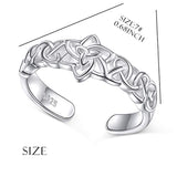 Celtic Knot Heart Ring 925 Sterling Silver Adjustable Wedding Band Stackable Rings for Women