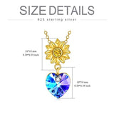 Sunflower Necklace S925 Sterling Silver with Purple Heart Crystal Necklace Anniversary Pendant Jewelry Gifts for Women Teen Girls