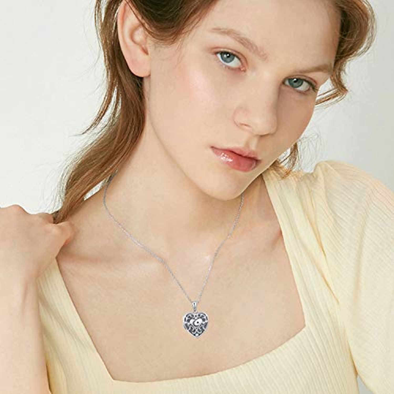 Crystal Heart Charm Pick Pearl 925 Sterling Silver Pearl Cage Necklace Pendant Locket Oval Shape Cage + Silver Plated Necklace + One White Pearl