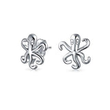 Nautical Sea Creature Ocean Octopus Squid Stud Earrings For Women For Teen 925 Sterling Silver