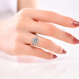 Sterling Silver Round Halo  Central Moissanite Engagement Ring Wedding  For Women