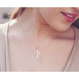 925 Sterling Silver Sideways Cross Pendant Necklace for Womens Girls Necklace Jewelry Fashion Adjustable Chain with Gift Box for Her