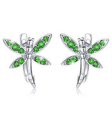 Silver Dragonfly Hoop Earrings 