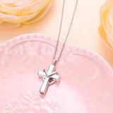 925 Sterling Silver Cross - LOVE YOU FOREVER MOM Cremation Jewelry Ashes Keepsake Urns Pendant Necklace for Women
