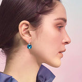 Sterling Silver Leverback Drop Earrings, Crystals from Swarovski, Cut Cube Crystal Earrings,  for Women
