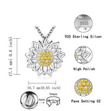 Sunflower Cremation Jewelry for Ashes - 925 Sterling Silver Urn Necklace Bereavement Keepsake Ash Pendant Memorial Gifts for Loss of a Loved One