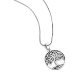 Sterling Silver 21 mm Filigree Tree of Life Symbol Round Pendant Necklace