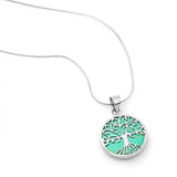 925 Sterling Silver Filigree Tree of Life Symbol Round Pendant Silver Chain Necklace