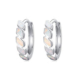 Sliver Small Opal Hoop Huggie Earrings
