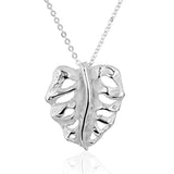 Wide Leaf Nature Inspired Pendant Necklace