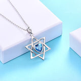 925 Sterling Silver Spiritual Sign Heart CZ Love Knot Star of David Pendant Necklace Gift for Women Girls, 18 inch