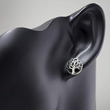 925 Sterling Silver 12 mm Ancient Tree of Life Symbol Cut Open Round Post Stud Earrings