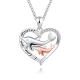  Silver Dolphin Heart Shaped Animal Jewelry Pendant Necklace 