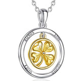 925 Sterling Silver Gold  Four Leaf Clover Necklace Pendant Love Lucky Friendship Jewelry Gifts for Her