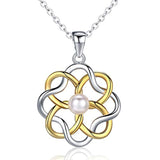  silver Endless Love Pearl Irish Celtic Knot Necklace 