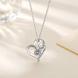 S925 Sterling Silver CZ Heart-Shape Messages Pendant Necklace