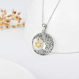 Tree of Life Pendant with Gold Wish Star Necklace 925 Sterling Silver Jewelry Necklace for Women/Girlfriend/Teens