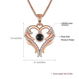 Rose Gold Love Heart Pendant Necklace 100 Languages I Love You Necklace Love Memory Jewelry Gifts for Women