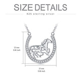 Sterling Silver Horse Horseshoe Necklace Heart Pendant Forever in My Heart Necklace for Women Girls Friends