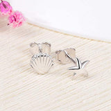 925 Sterling silver shell starfish Stud Earrings For Women Men Girls