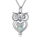  silver Mama Owl Necklace  Animal Pendant 