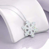 Snowflake opal necklace Sterling Silve Snowflake Pendant Necklace Winter Jewelry for Women