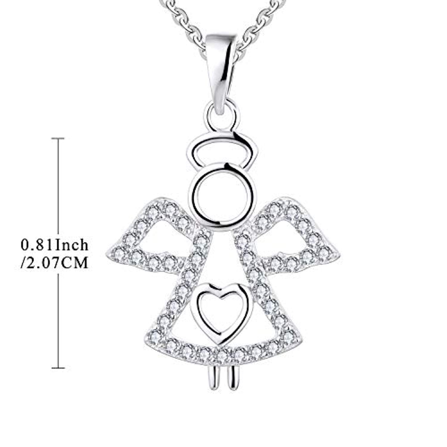 Guardian Angel Necklace 925 Sterling Silver Miscarriage Mommy of Amulet Pendant with CZ