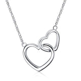Silver Double Interlocking Heart  Necklace 