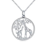 Giraffe Jewelry for Women,Elegant Giraffe Necklace 925 Sterling Silver Tree of Life Necklace Forever Love Family Necklace Gift for Women