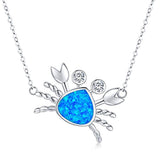 Silver Blue Opal Necklace