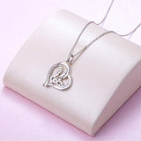 Sterling Silver  Animal Cute Squirrel Heart Pendant Necklace for Women