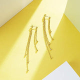 Yellow Gold plated Tassel Delicate Ball Dangle Drop Earrings Fashion Jewelry Gifts for Women Girls