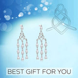 Celtic Drop Dangle Earrings 925 Sterling Silver Promise Irish Celtic Knot Earrings for Women Cubic-Zirconia Jewelry Gifts