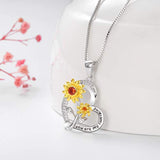 S925 Sterling Silver Heart Sunflower Necklace You are My Sunshine Necklace  Jewelry for Women Girlfriend