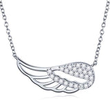 Silver Necklace for Women CZ wing of angel Dainty  Pendant Necklace Adjustable Gift for Valentine's Day or Anniversary