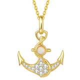 Fire Opal Anchor Necklace