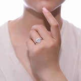 Rhodium Plated Sterling Silver Heart Shaped Cubic Zirconia CZ Halo Promise Engagement Ring