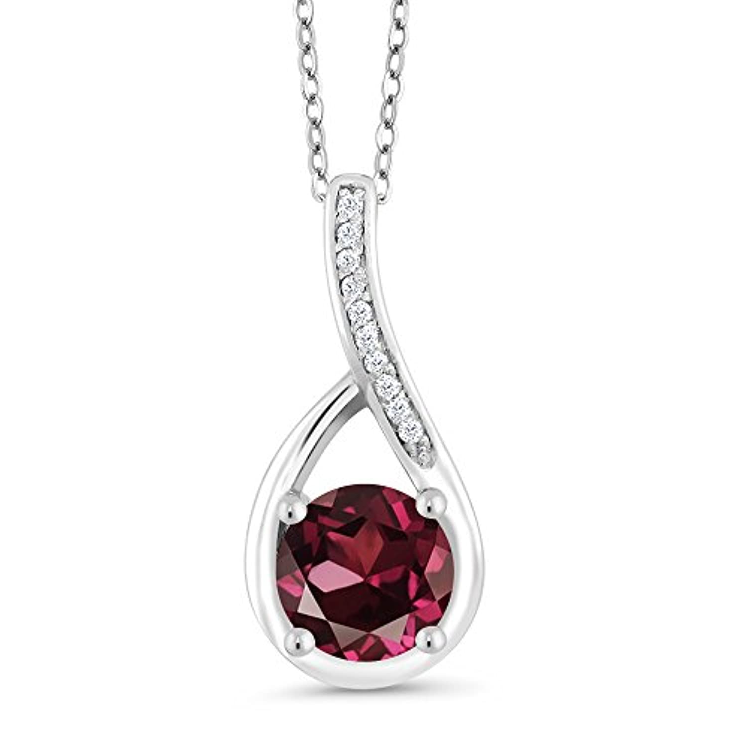Red Rhodolite Garnet and DiamondInfinity Pendant Necklace