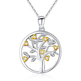 Silver Tree of Life With Heart Pendant Necklace 