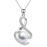 Silver Infinity Pearl Drop Pendant Necklace