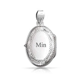 Vintage Style Etching Oval Locket Pendant 925 Sterling Silver Necklace For Women Custom Engraved