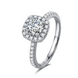Silver Halo  Moissanite Engagement Ring