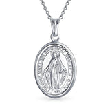 Religious Medal Oval Our Lady Of Guadalupe Catholic Virgin Mary Pendant Necklace For Women For Men 925 Sterling Silver
