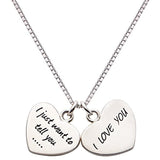 Sterling Silver I just want to tell you I love you Double Heart Necklace